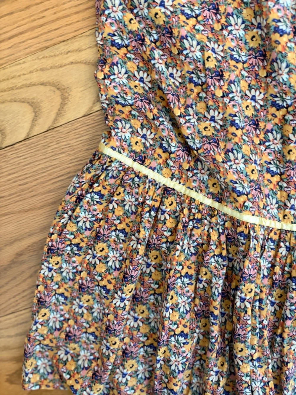 NATURAL LIFE Floral A-Line Skirt - Ribbon & Button Detailing & Front Slit - Picture 4 of 4